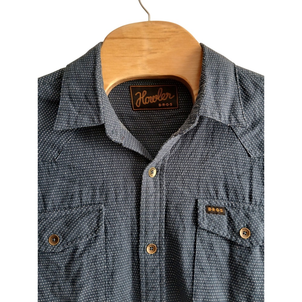 Howler Brothers Western Casual Sheridan Navy Shirt Mens Large